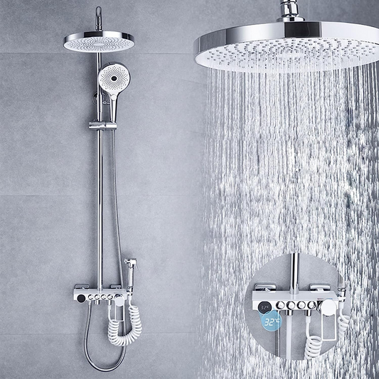 Four-function thermostatic digital display shower set